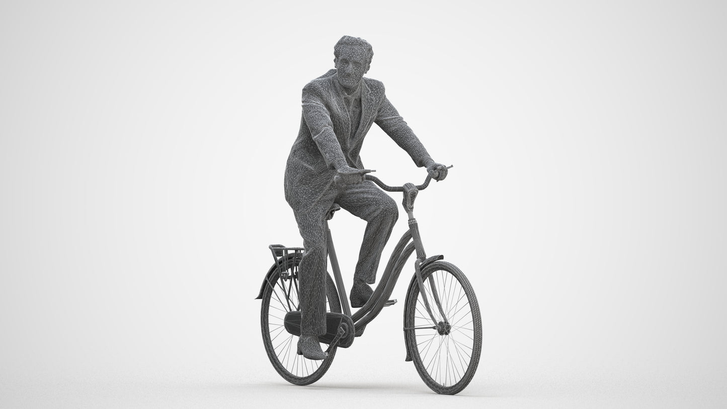 realistic 3D people man business cycling, render-ready for V-Ray and Corona, FBX OBJ, three-quarter front view render