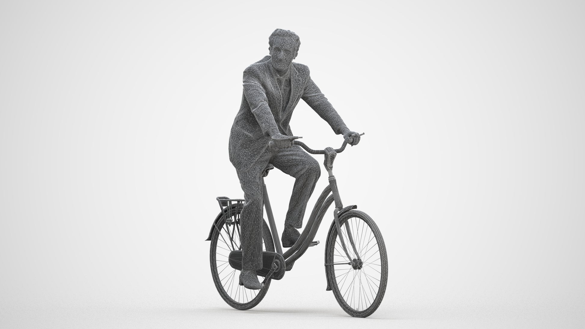 realistic 3D people man business cycling, render-ready for V-Ray and Corona, FBX OBJ, three-quarter front view render