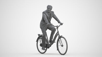 realistic 3D people man business cycling, render-ready for V-Ray and Corona, FBX OBJ, three-quarter front view render