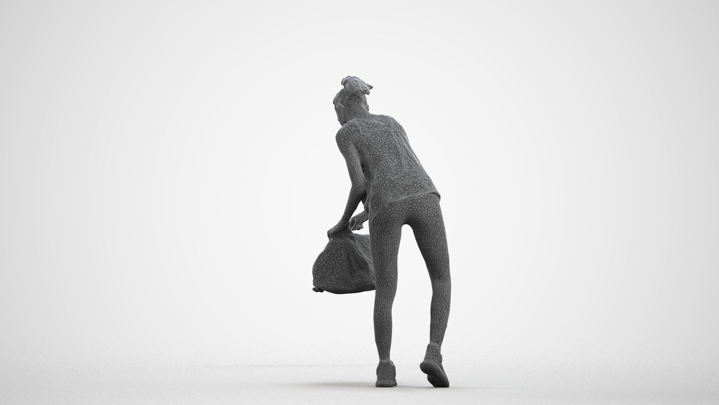 3D human model woman sport, photogrammetry scanned person for archviz, wireframe front view