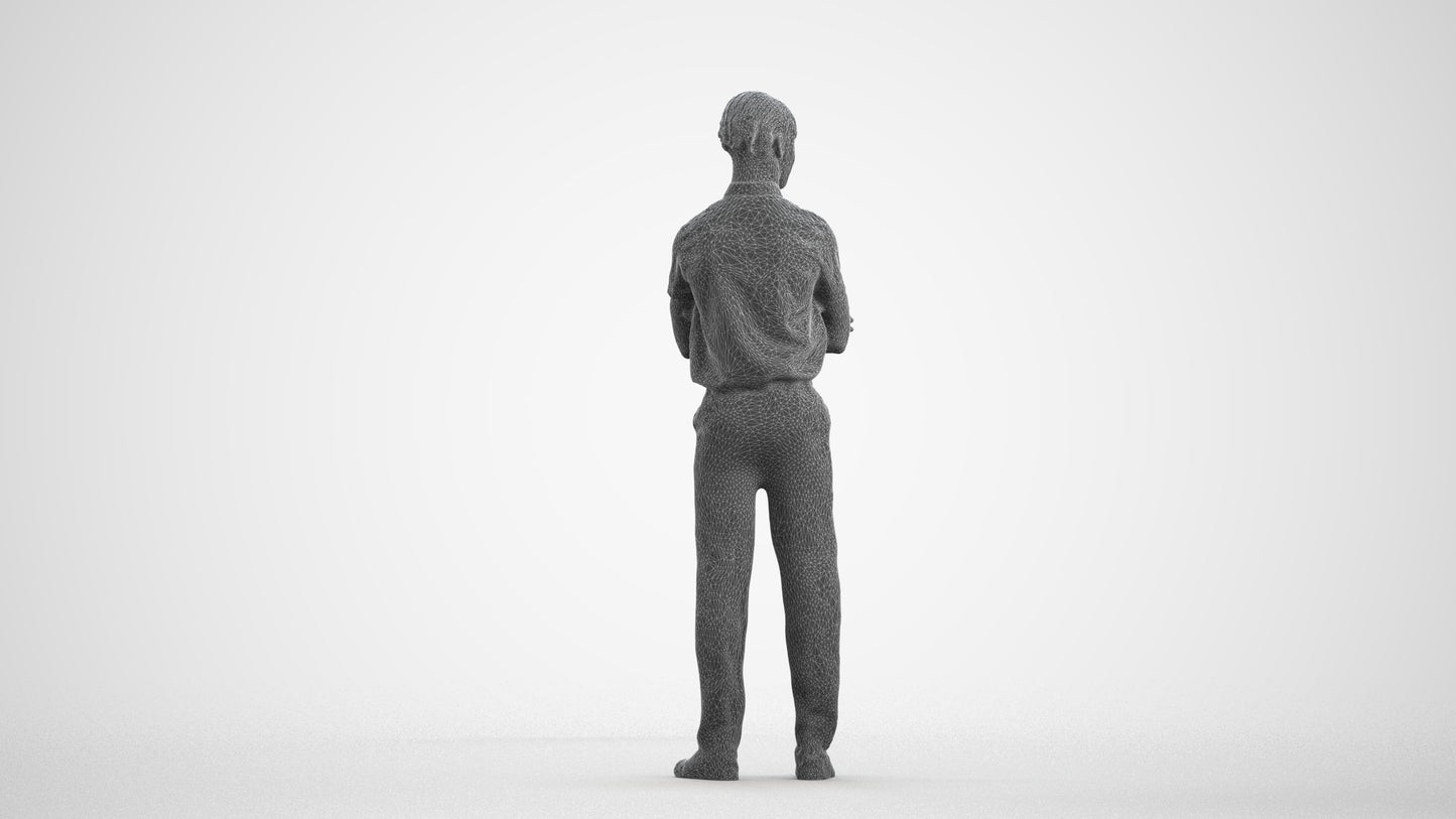 realistic 3D boy hospitality, scanned archviz people for Blender and 3ds Max, wireframe front view