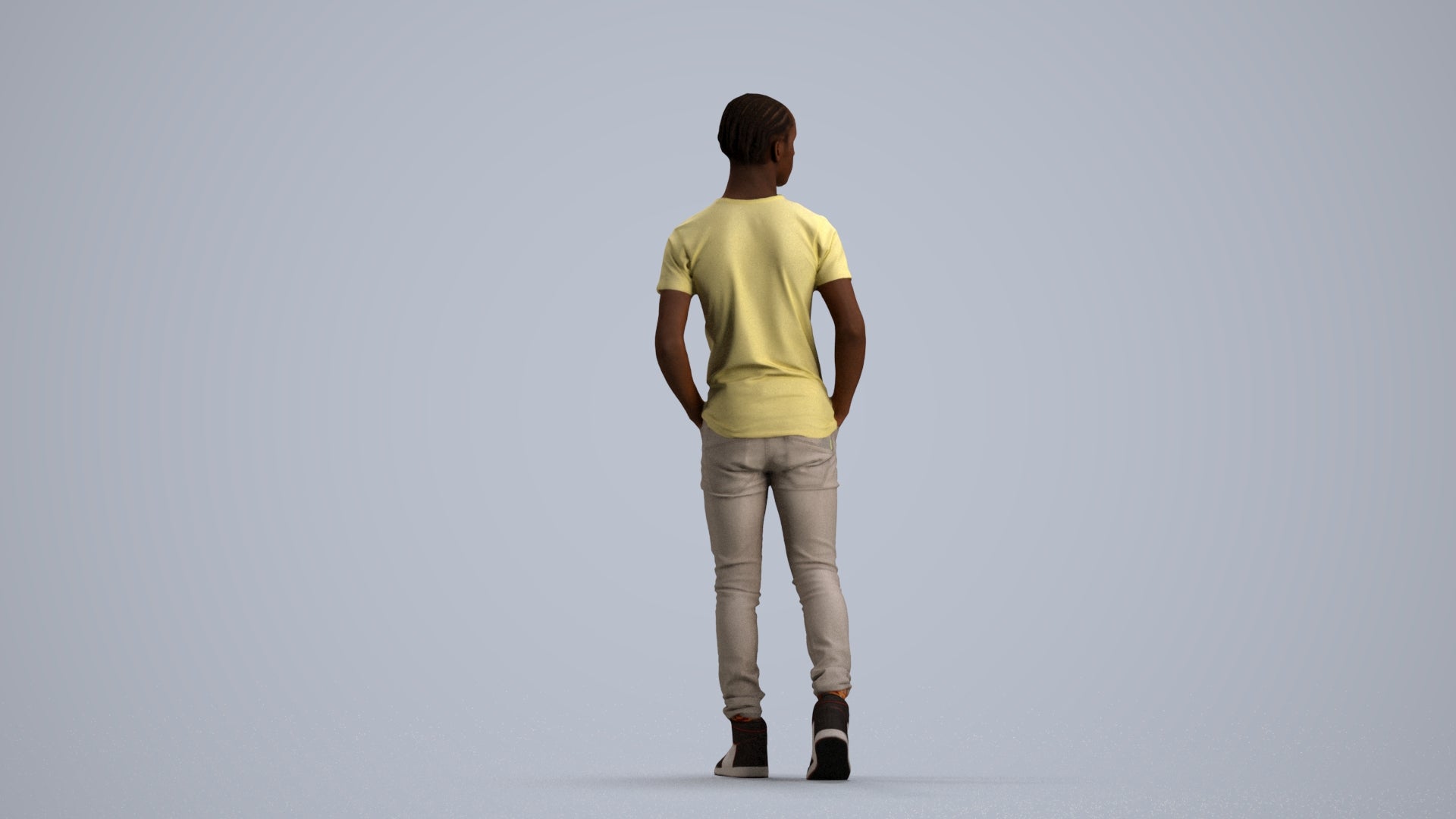 3D human model boy casual kids, photogrammetry scanned person for archviz, front view render