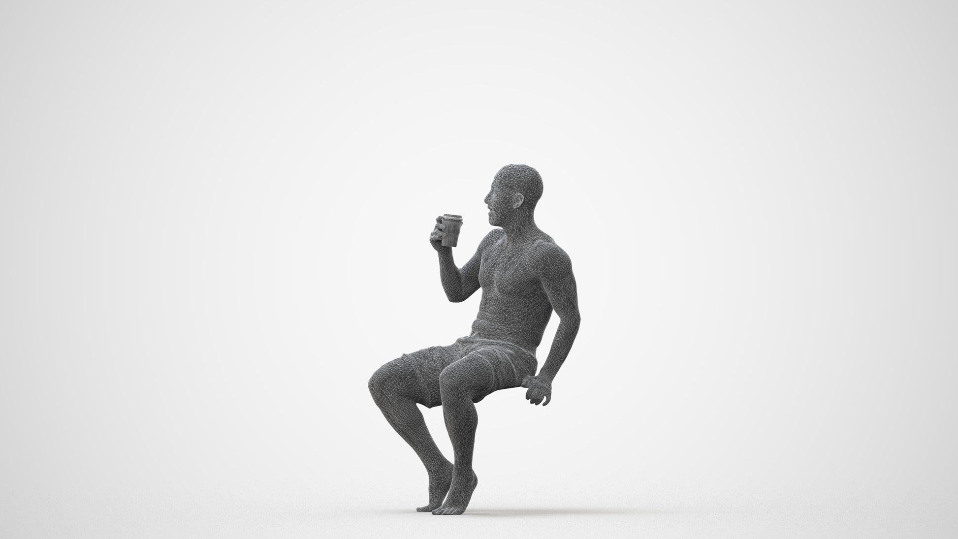 realistic 3D people man pool, render-ready for V-Ray and Corona, FBX OBJ, square thumbnail