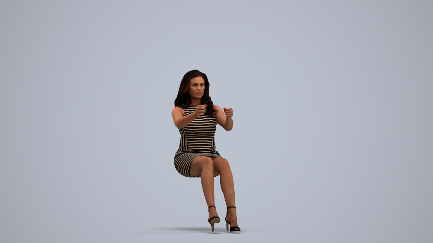 3D scanned woman driving casual, photorealistic archviz people for Enscape and SketchUp, standing pose render