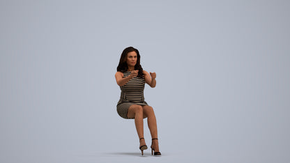 3D scanned woman driving casual, photorealistic archviz people for Enscape and SketchUp, standing pose render