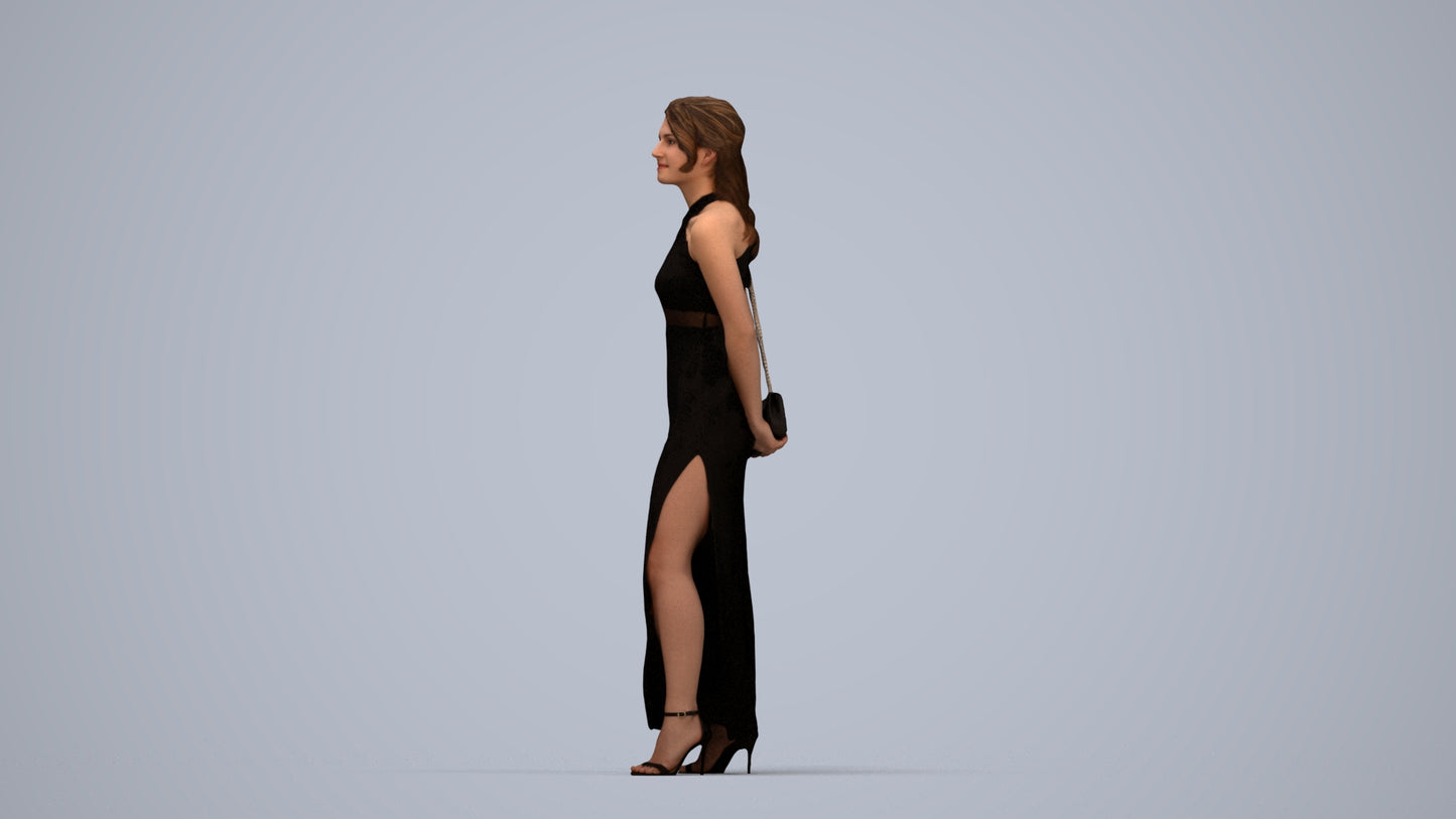 3D scanned woman formalaffairs formal, photorealistic archviz people for Enscape and SketchUp, top-down view render