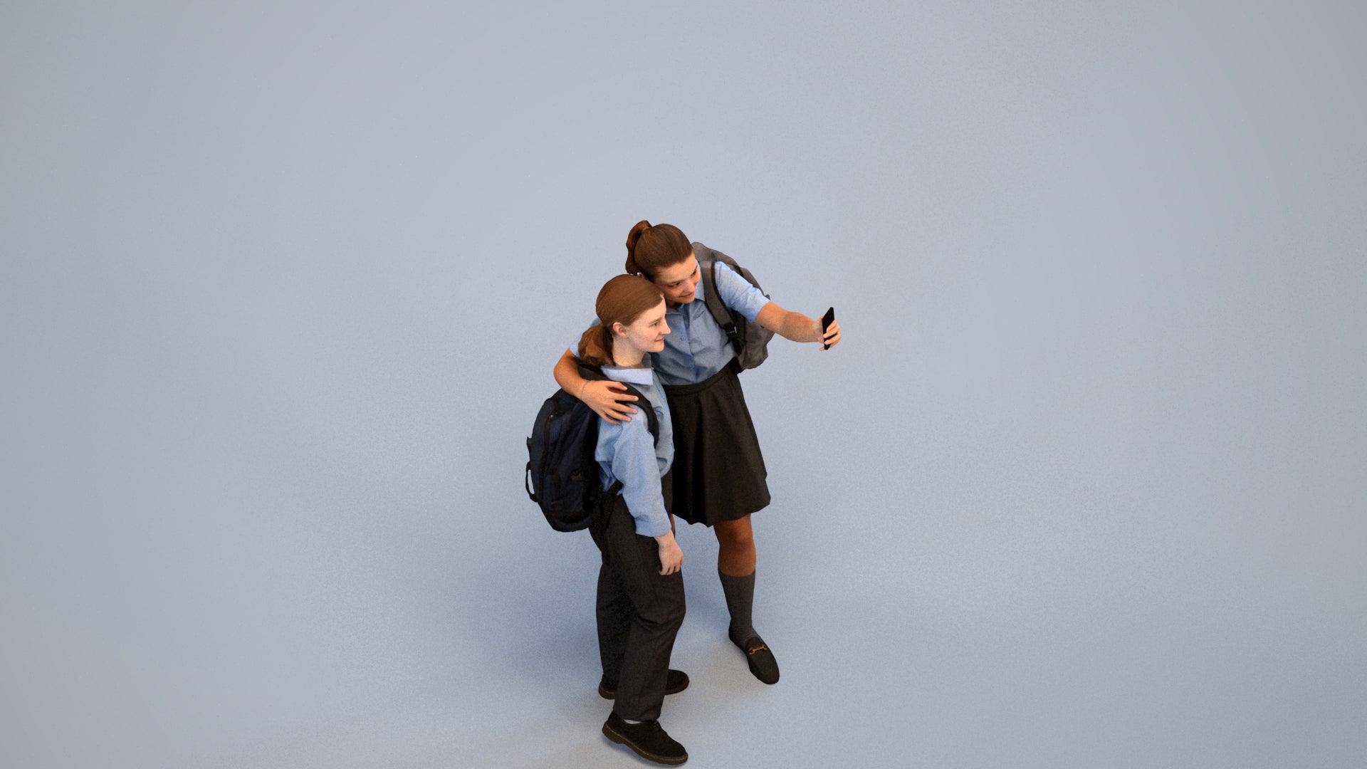 realistic 3D woman casual shopping, scanned archviz people for Blender and 3ds Max, back view render
