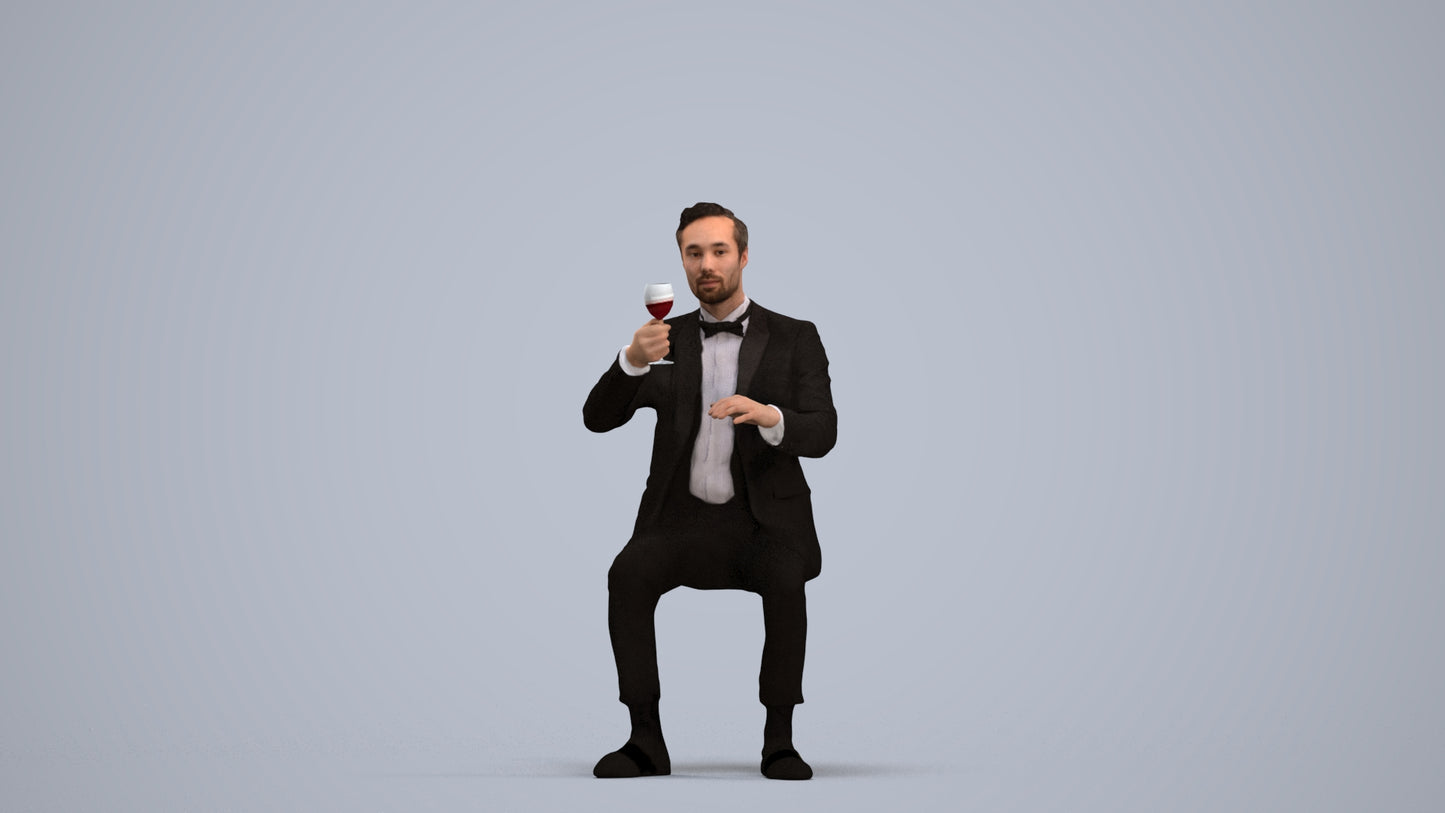 realistic 3D human man formal formalaffairs, archviz people FBX OBJ for Blender, standing pose render