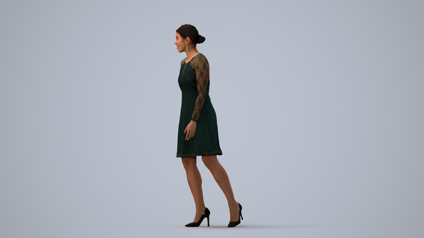 realistic 3D human woman formal formalaffairs, archviz people FBX OBJ for Blender, three-quarter view render