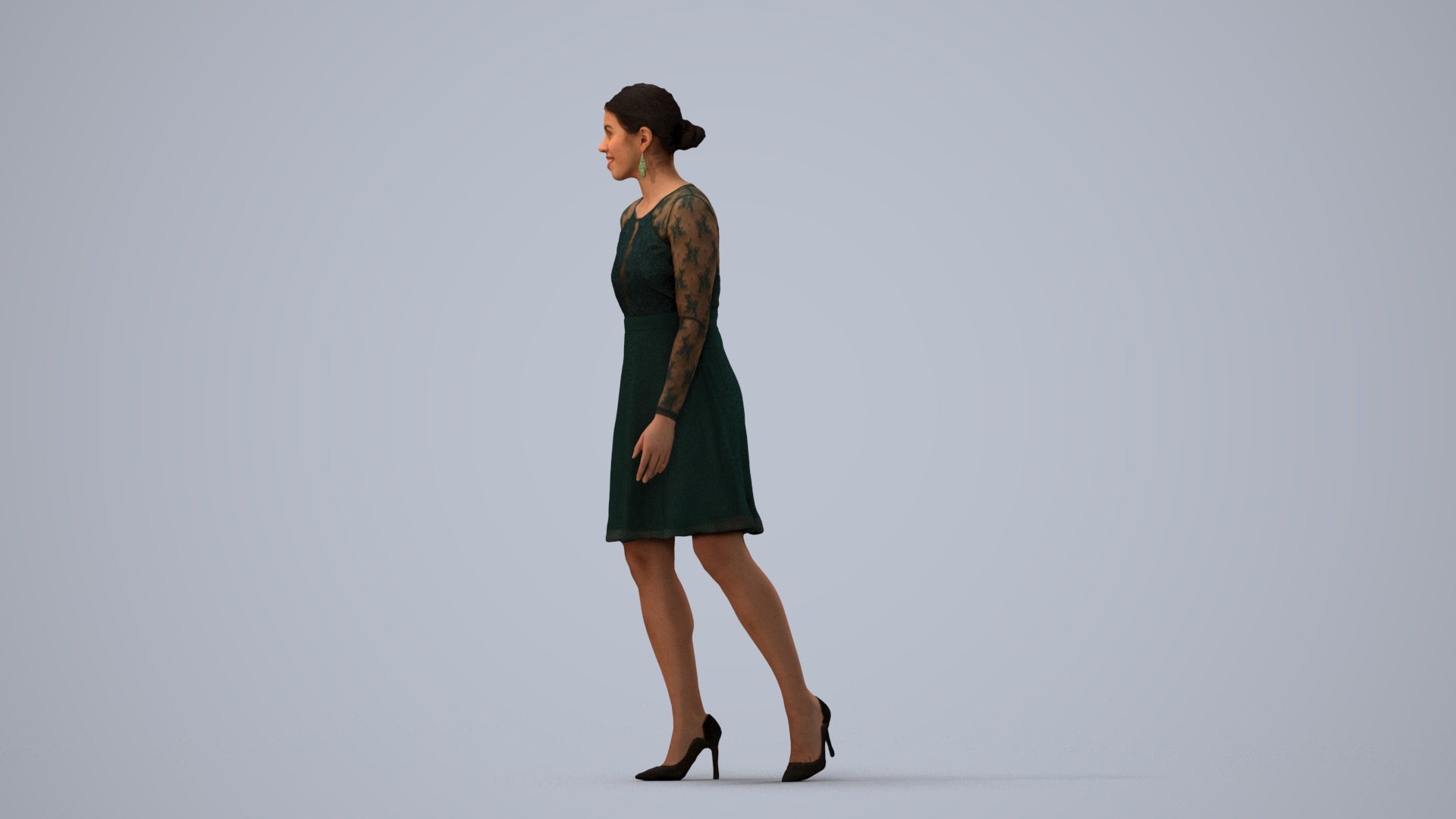 realistic 3D human woman formal formalaffairs, archviz people FBX OBJ for Blender, three-quarter view render