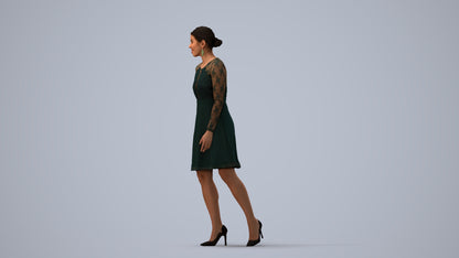 realistic 3D human woman formal formalaffairs, archviz people FBX OBJ for Blender, three-quarter view render