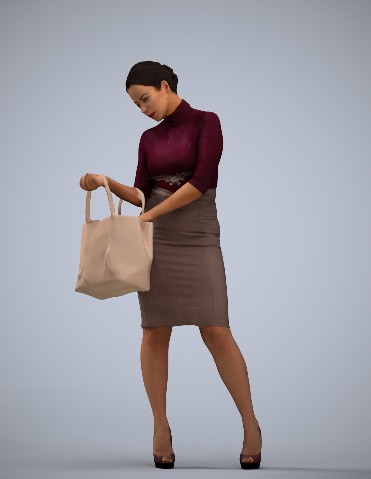 photogrammetry 3D woman business standing, realistic human model archviz FBX