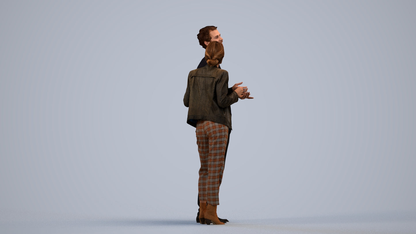 scanned 3D senior woman business shopping, photogrammetry people for Enscape and V-Ray, side view render