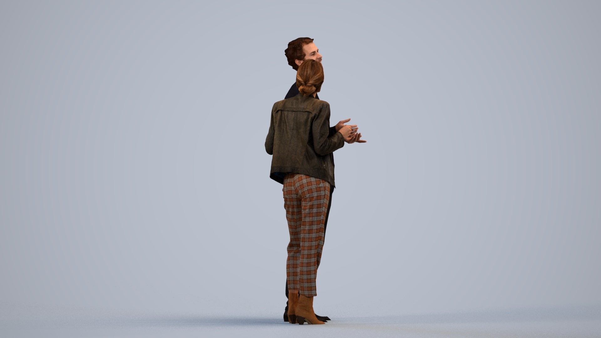 scanned 3D senior woman business shopping, photogrammetry people for Enscape and V-Ray, side view render