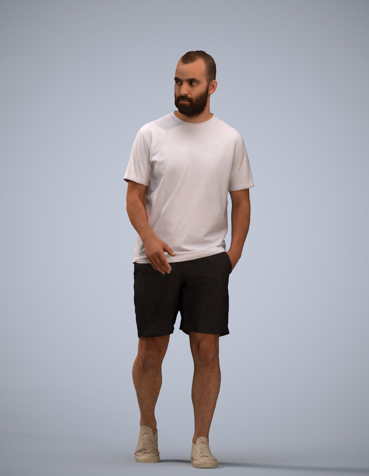 3D scanned man walking casual, photorealistic archviz people for Enscape and SketchUp