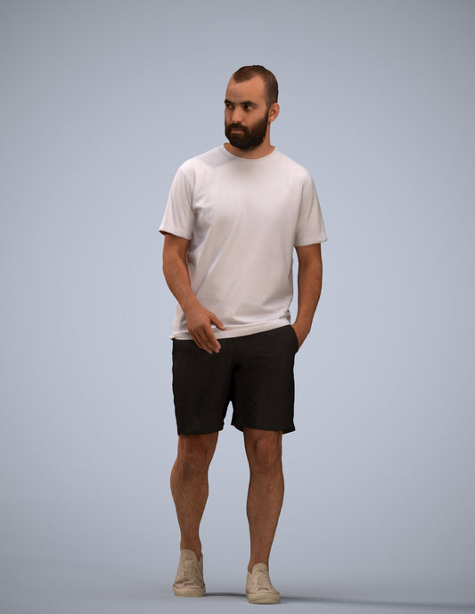 3D scanned man walking casual, photorealistic archviz people for Enscape and SketchUp