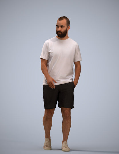 3D scanned man walking casual, photorealistic archviz people for Enscape and SketchUp