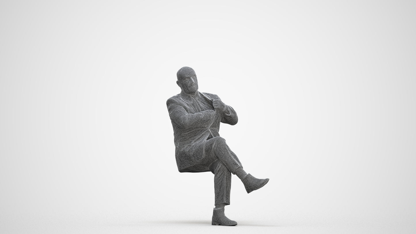 realistic 3D human senior man business mix, archviz people FBX OBJ for Blender, three-quarter front view render