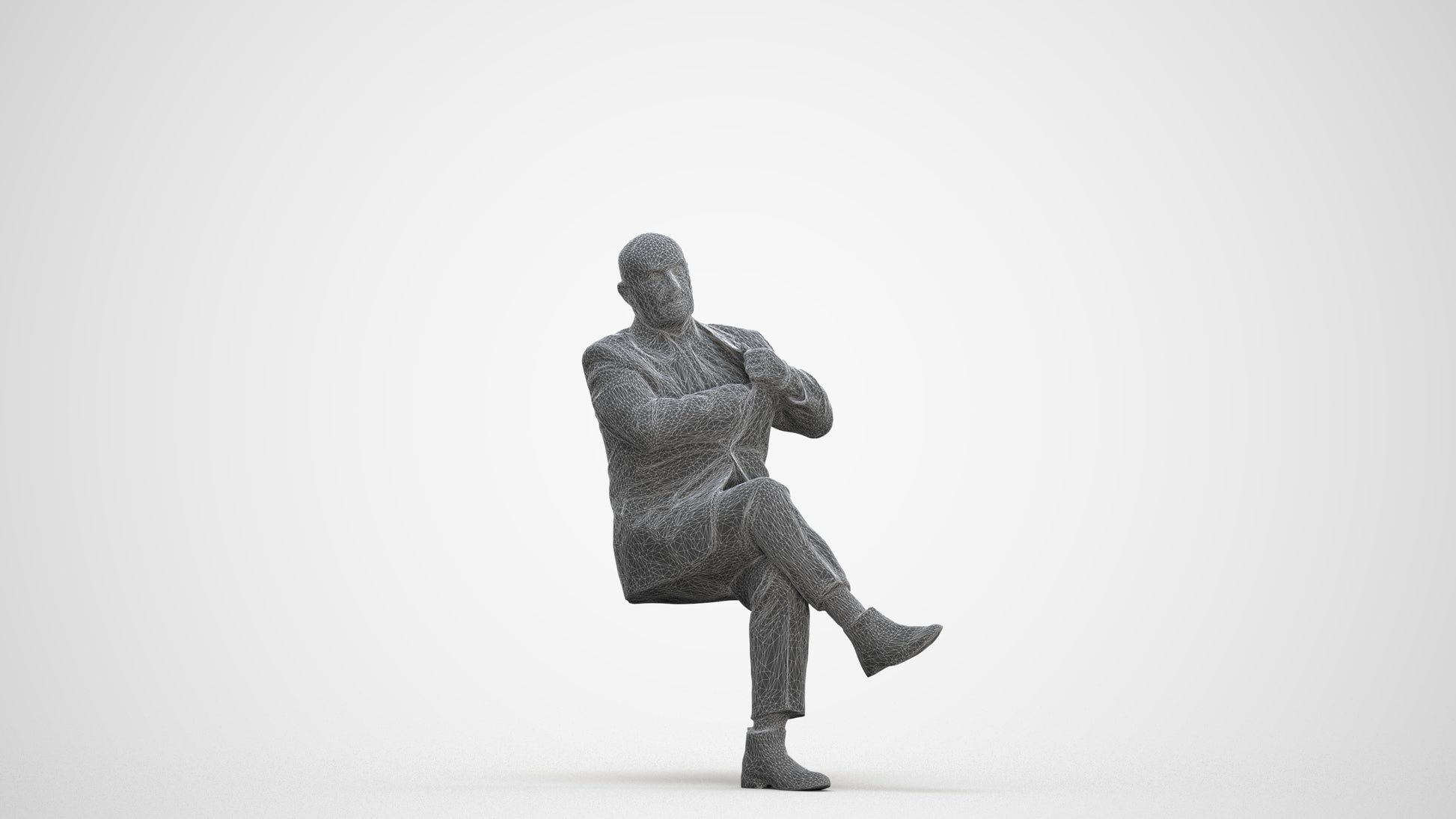 realistic 3D human senior man business mix, archviz people FBX OBJ for Blender, three-quarter front view render