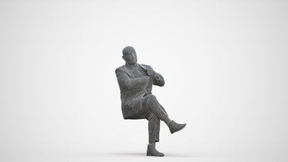 realistic 3D human senior man business mix, archviz people FBX OBJ for Blender, three-quarter front view render