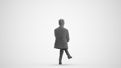 3D scanned woman sitting business, photorealistic archviz people for Enscape and SketchUp, wireframe front view