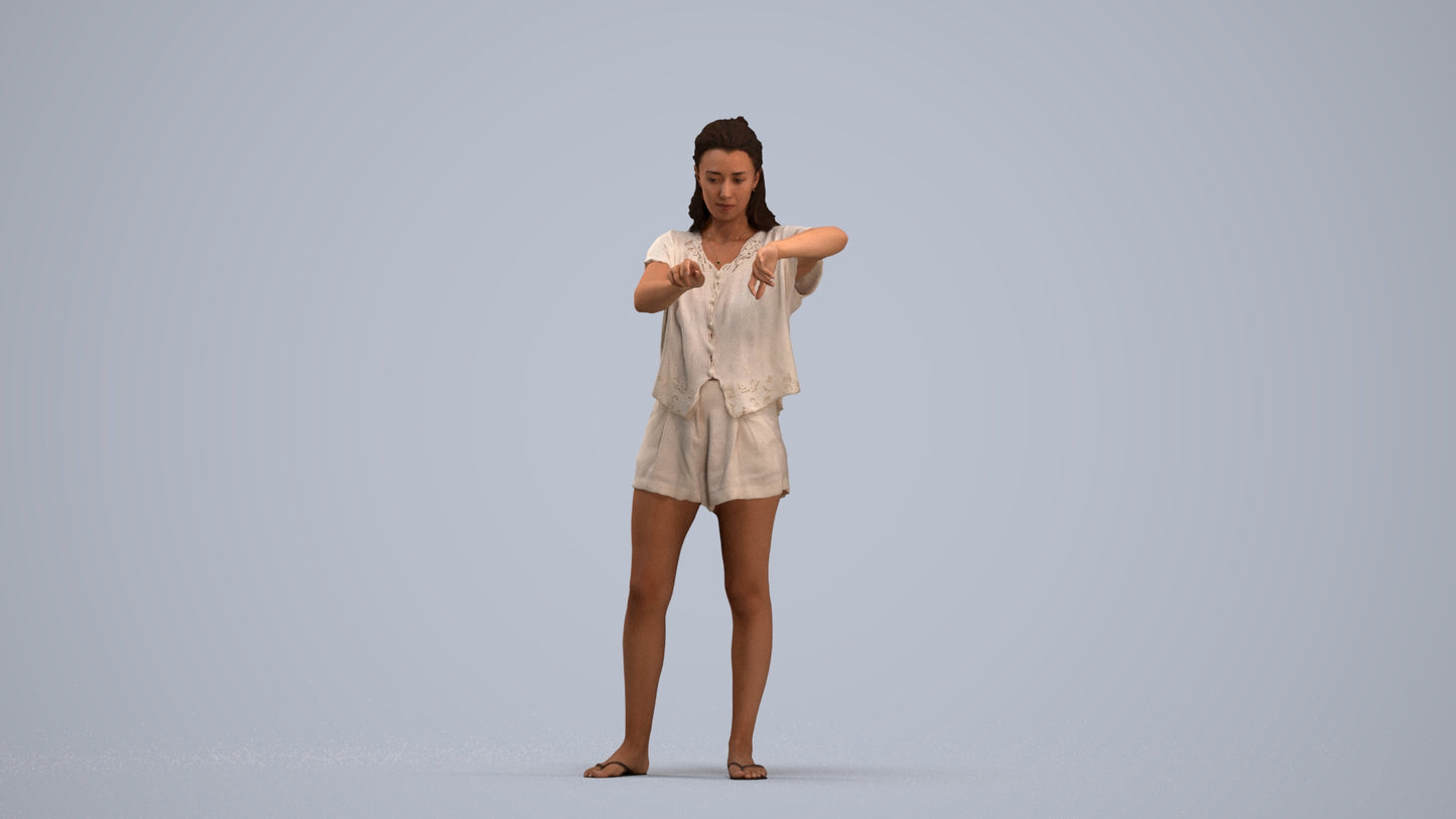 realistic 3D people woman casual standing, render-ready for V-Ray and Corona, FBX OBJ, standing pose render