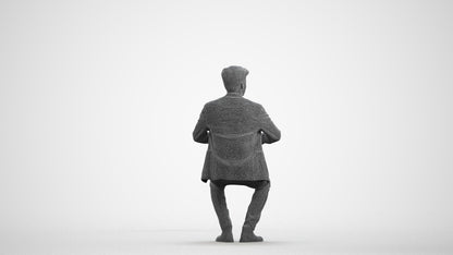 realistic 3D people man business sitting, render-ready for V-Ray and Corona, FBX OBJ, wireframe front view