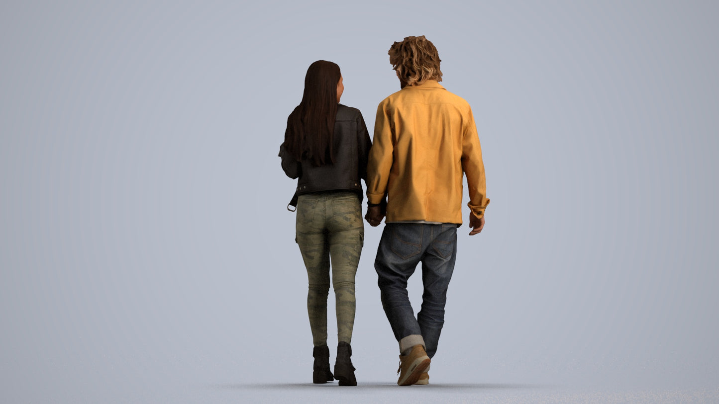 3D human model woman casual shopping, photogrammetry scanned person for archviz, front view render