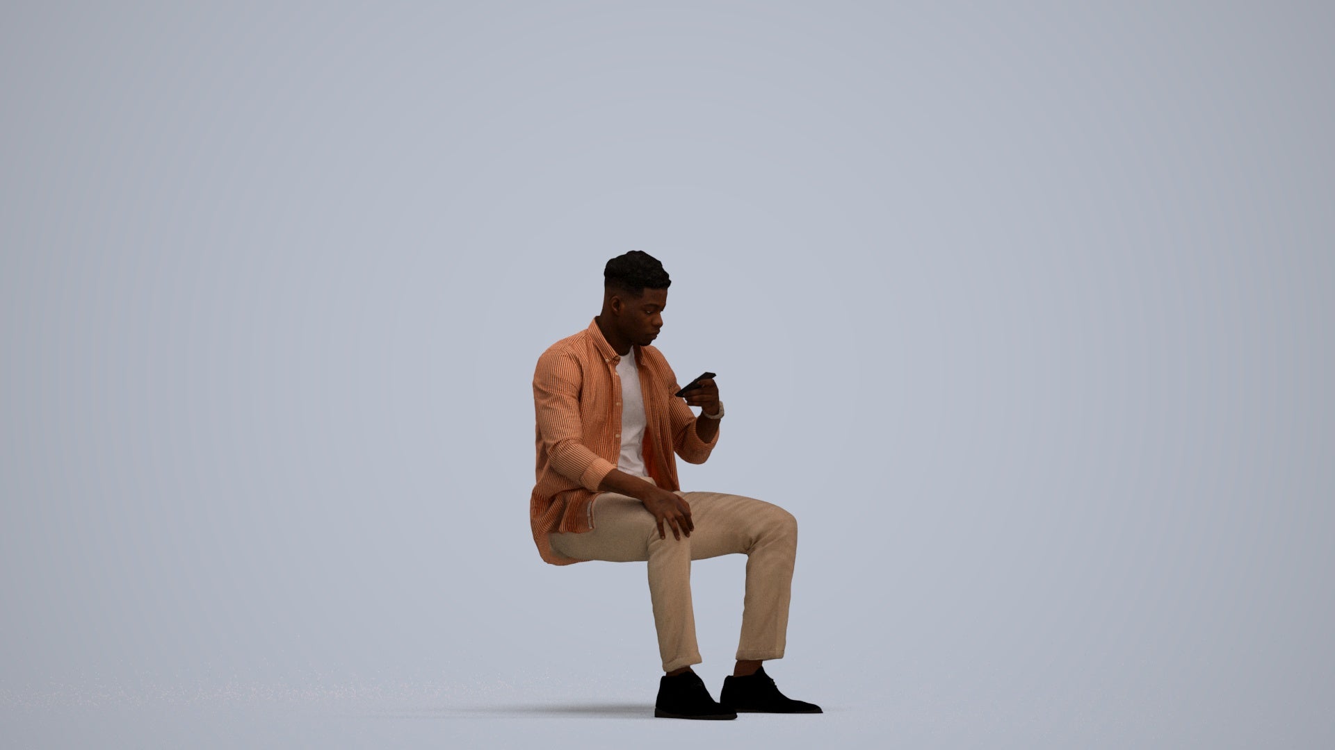 photogrammetry 3D man business sitting, realistic human model archviz FBX, standing pose render