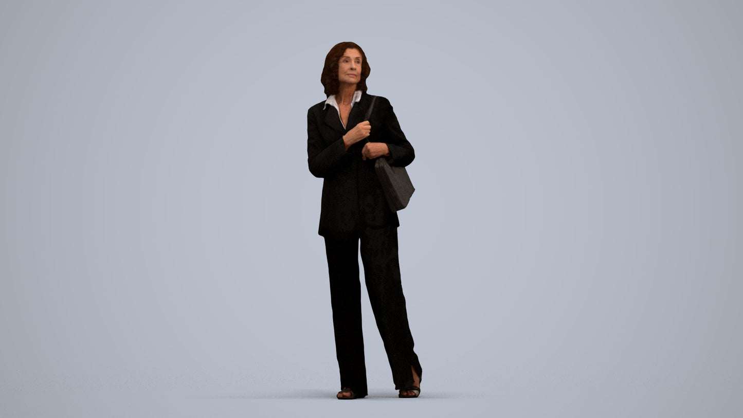 realistic 3D people senior woman business, render-ready for V-Ray and Corona, FBX OBJ, standing pose render