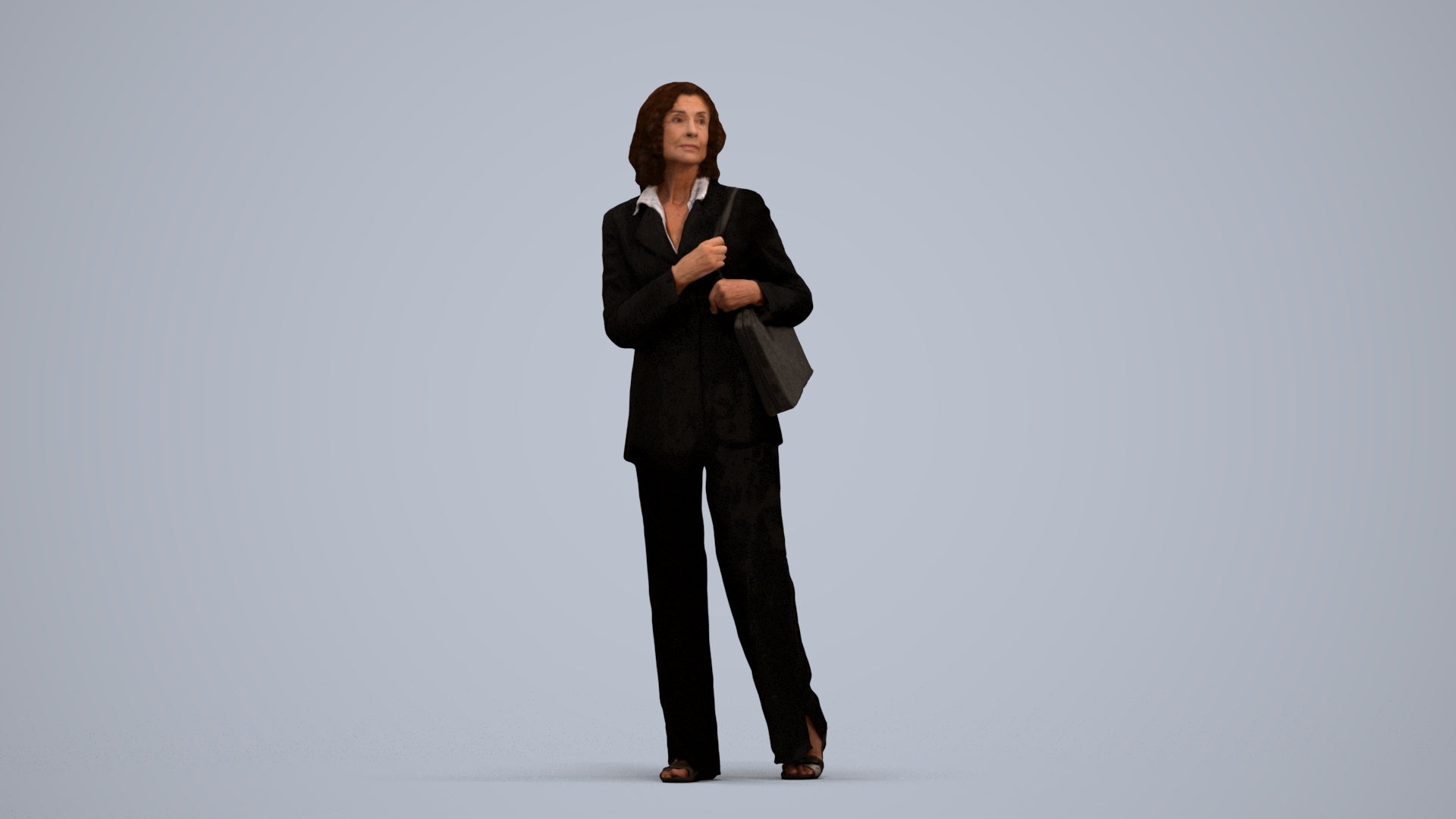 realistic 3D people senior woman business, render-ready for V-Ray and Corona, FBX OBJ, standing pose render