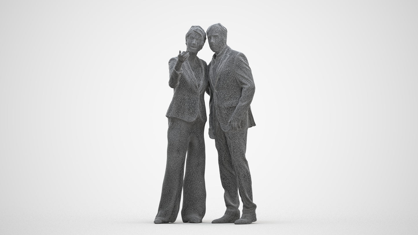 realistic 3D human woman formal couple, archviz people FBX OBJ for Blender, three-quarter front view render