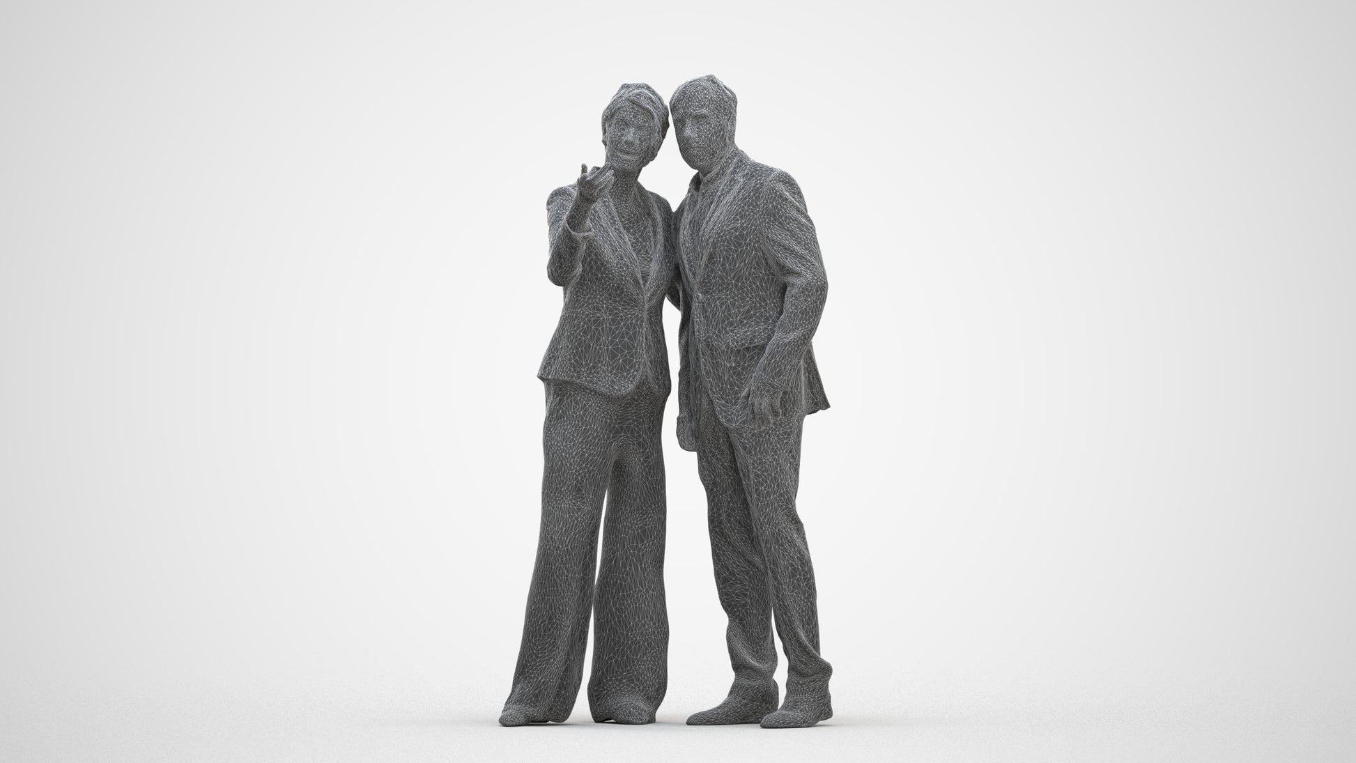 realistic 3D human woman formal couple, archviz people FBX OBJ for Blender, three-quarter front view render