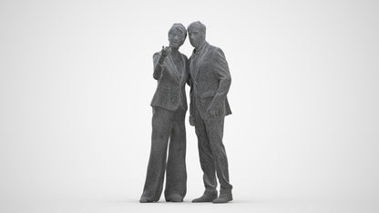 realistic 3D human woman formal couple, archviz people FBX OBJ for Blender, three-quarter front view render