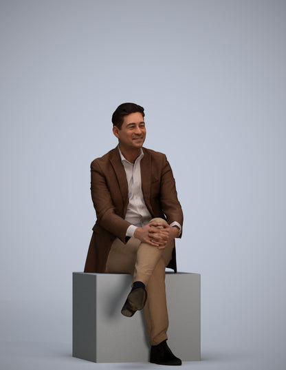 3D people model man business sitting, scanned human for 3ds Max rendering