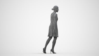 realistic 3D human woman formal formalaffairs, archviz people FBX OBJ for Blender, wireframe side view