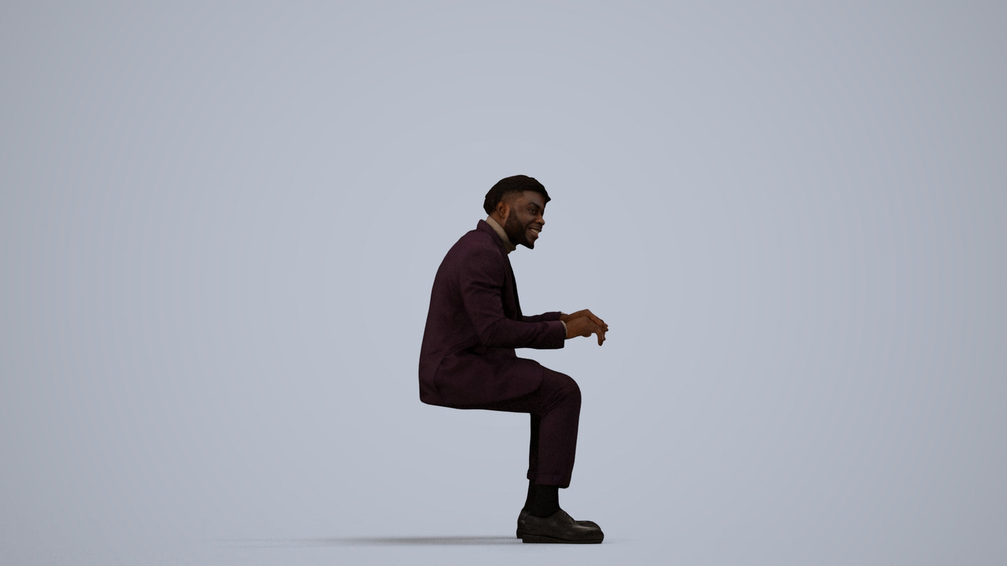 photogrammetry 3D man business, realistic human model archviz FBX, side view render