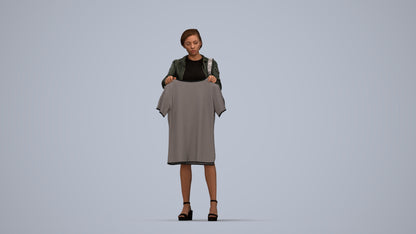 realistic 3D people woman casual mix, render-ready for V-Ray and Corona, FBX OBJ, top-down view render