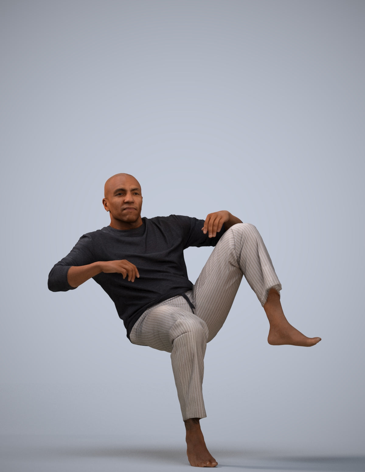 3D people model man casual bathroom, scanned human for 3ds Max rendering