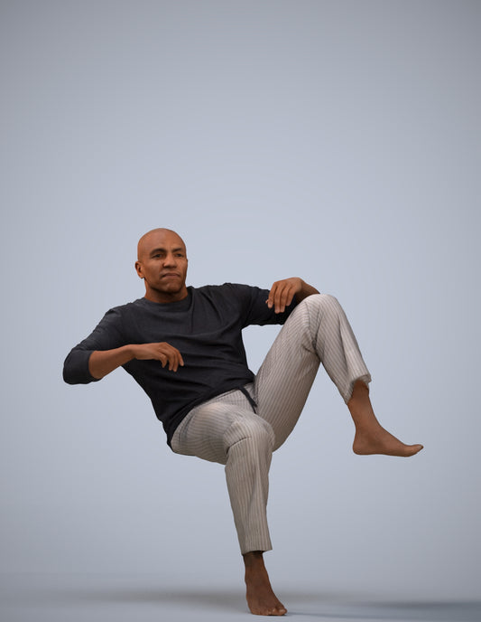 3D people model man casual bathroom, scanned human for 3ds Max rendering