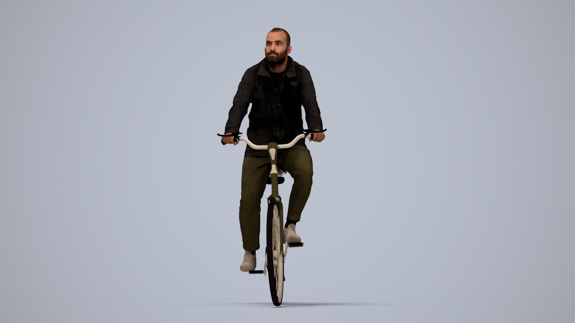 realistic 3D people man casual cycling, render-ready for V-Ray and Corona, FBX OBJ, top-down view render