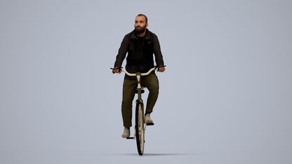 realistic 3D people man casual cycling, render-ready for V-Ray and Corona, FBX OBJ, top-down view render