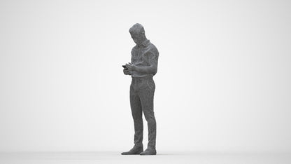 3D human model boy business kids, photogrammetry scanned person for archviz, wireframe back view