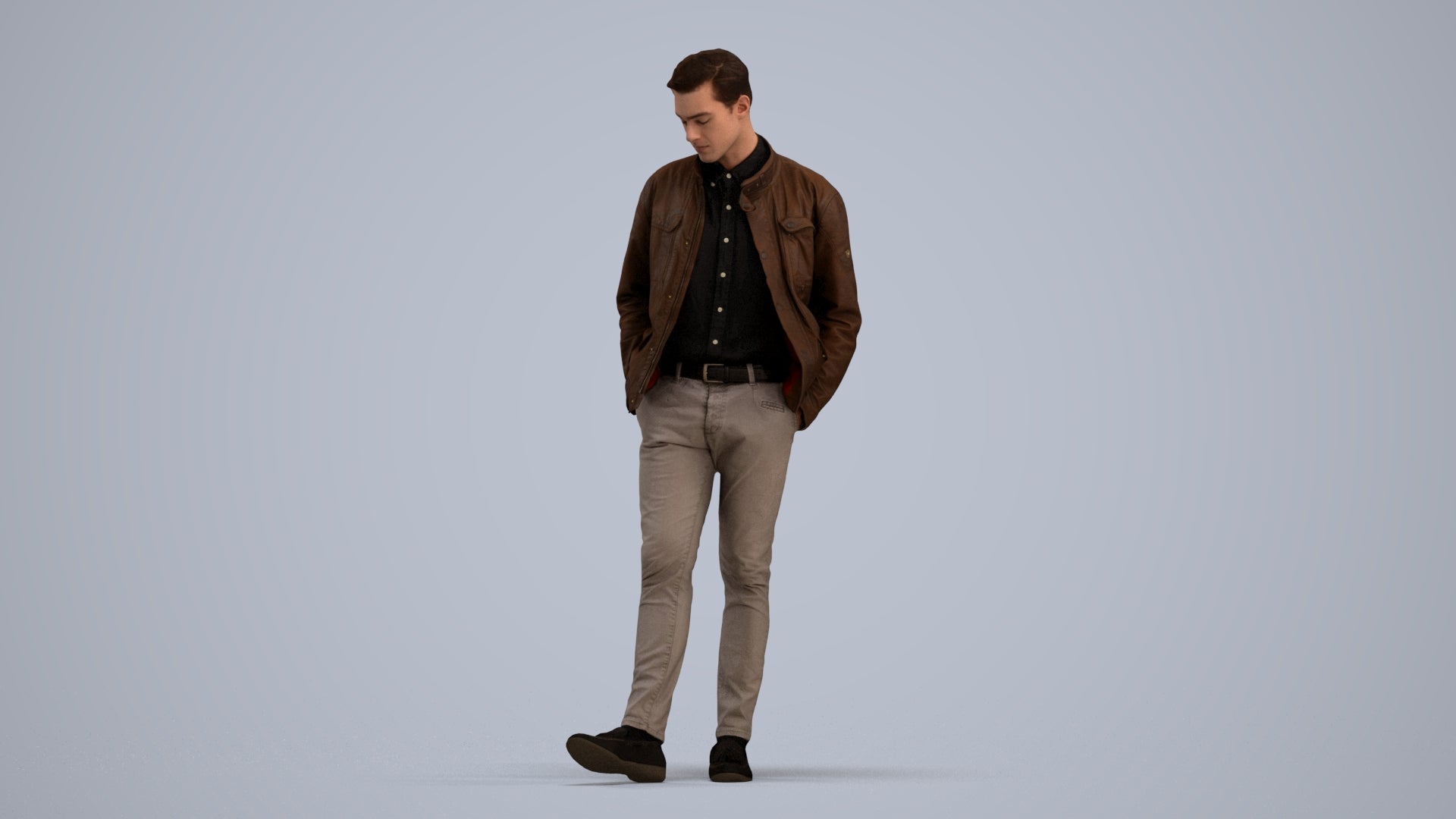 3D people model man casual standing, scanned human for 3ds Max rendering, standing pose render