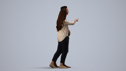 realistic 3D woman casual couple, scanned archviz people for Blender and 3ds Max, side view render