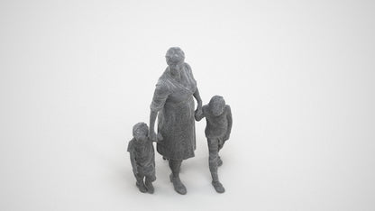 3D human model girl casual kids, photogrammetry scanned person for archviz, wireframe three-quarter view