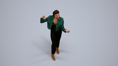 3D scanned woman standing business, photorealistic archviz people for Enscape and SketchUp, back view render