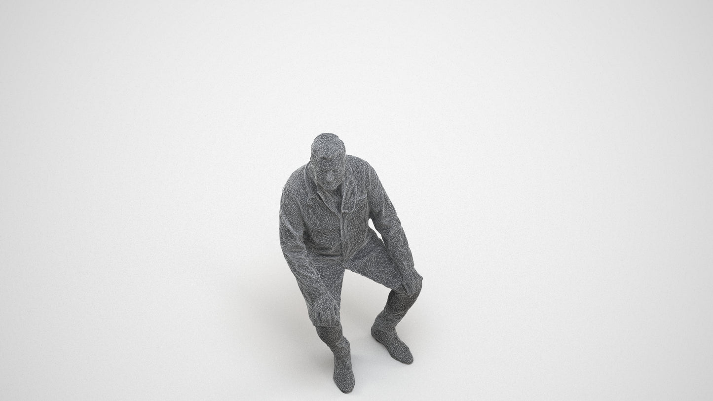 3D scanned man medical, photorealistic archviz people for Enscape and SketchUp, wireframe three-quarter view
