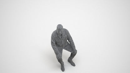 3D scanned man medical, photorealistic archviz people for Enscape and SketchUp, wireframe three-quarter view