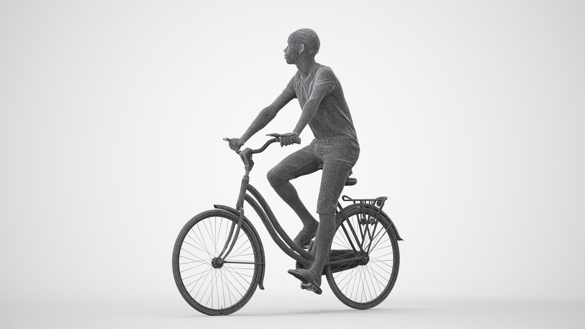 scanned 3D boy casual cycling, photogrammetry people for Enscape and V-Ray, square thumbnail